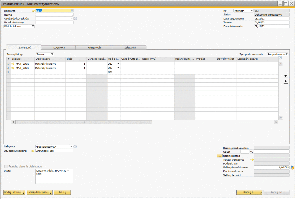 Dokument z KSeF dostępny w SBO