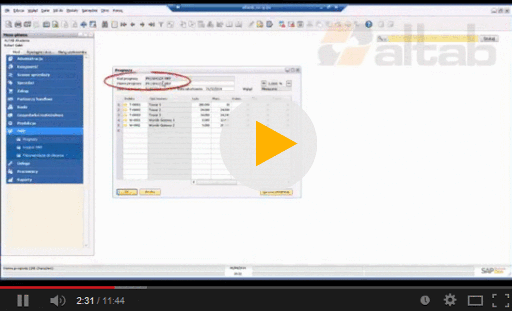 MRP w SAP Business One (cz. 1 z 2)