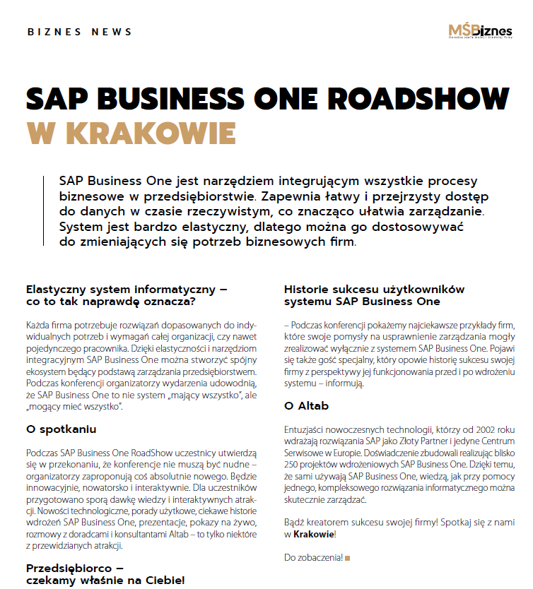 roadshow zaproszenie w mś biznes