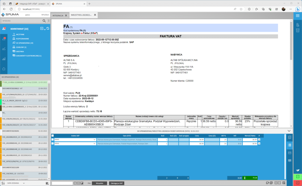Zatwierdzanie dokumentu w SPUMA