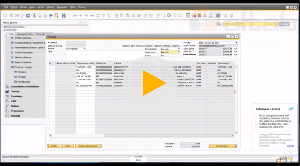 Obsługa bankowości elektronicznej w SAP Business One