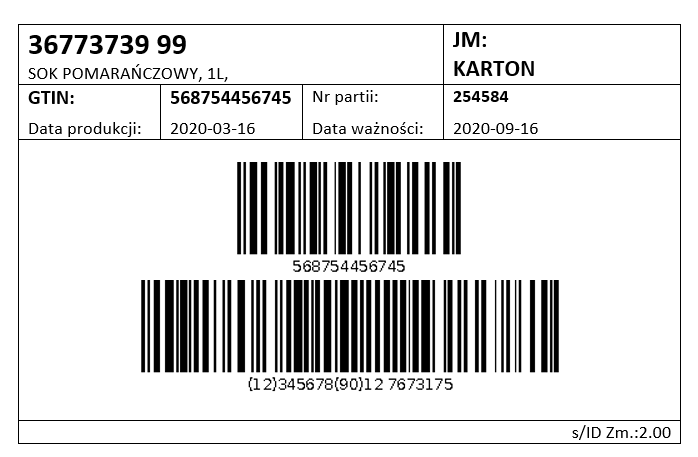 etykieta produktu końcowa- etykieta wyrobu gotowego -1 rejestracja produkcji - zlecenia produkcyjne