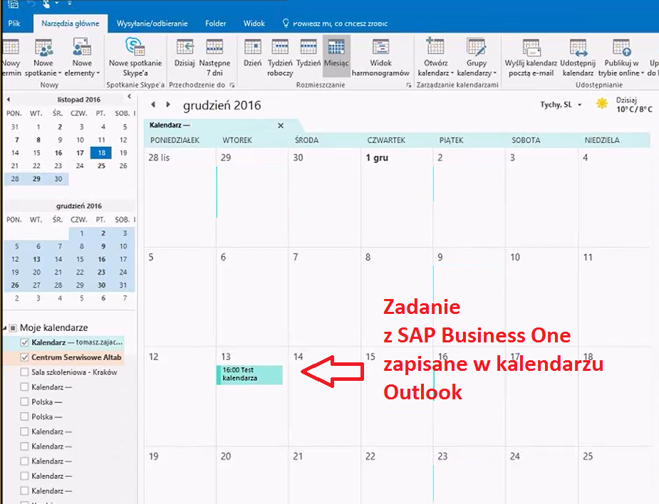 Integracja z SAP Business One z MS Outlook