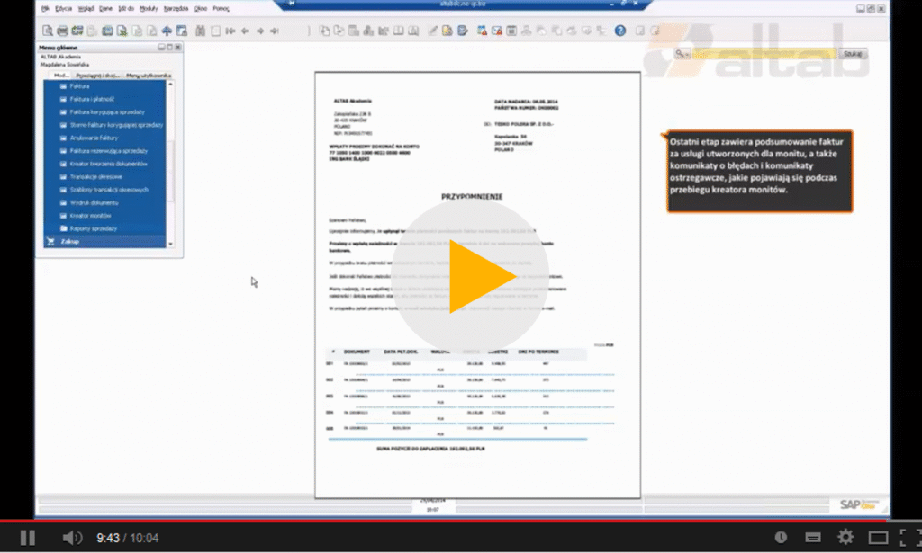 Wsparcie windykacji w SAP Business One