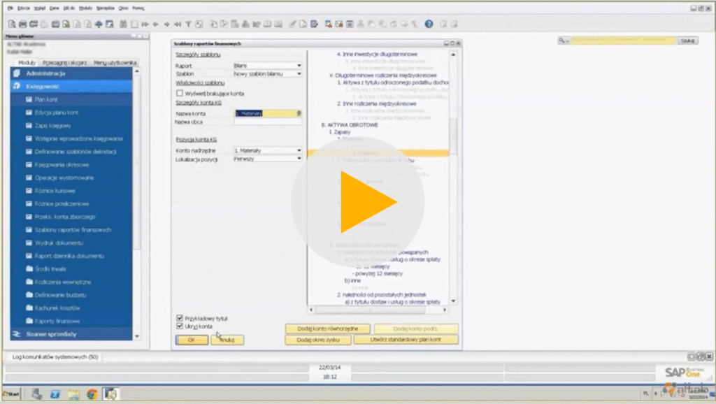 Szablony Raportów Finansowych w SAP Business One