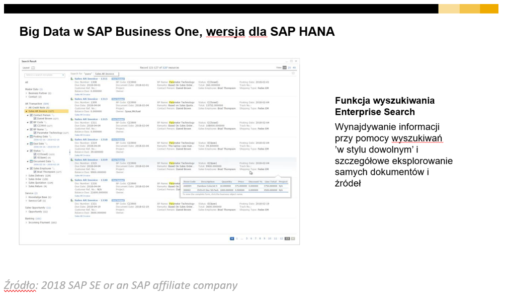 Enterprise search - wyszukiwarka SAP Business One HANA